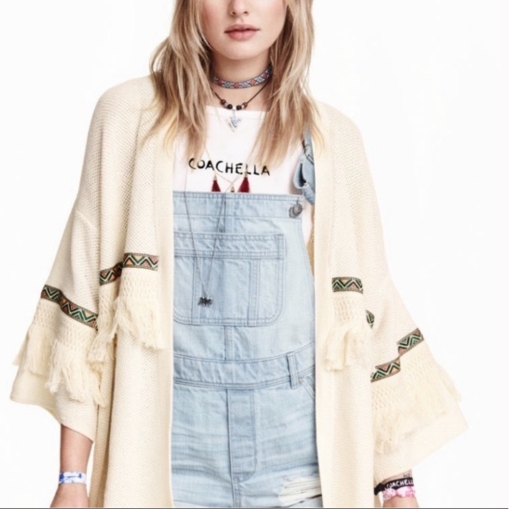 H&M Coachella Boho Cream Cardigan - Picture 1 of 12